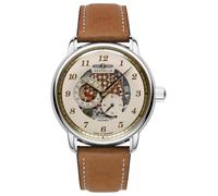 Zeppelin 8658-5 Herren Automatikuhr - Made in Germany, Silberfarben, Lederarmband Braun