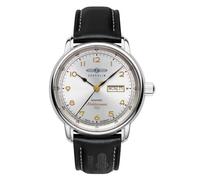 Zeppelin 9664-1 Méditerranée Herren Automatikuhr 40 mm | Made in Germany, silberfarbenes Zifferblatt, Automatikwerk, Lederarmband, Datum und Wochentag, 5 ATM