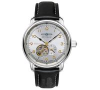 Zeppelin 9666-1 Méditerranée Herren Automatikuhr Open Heart 40 mm | Made in Germany, silberfarbenes Edelstahlgehäuse, Lederband, kleine Sekunde, 5 ATM