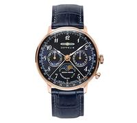 Zeppelin Damenuhr mit Lederband Serie LZ129 Hindenburg Mondphase Tag Datum Kalenderwoche 7039-3