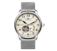 Zeppelin Herrenuhr mit Edelstahl Meshband Serie LZ127 GRAF Automatik Offene Unruh 7666M-5
