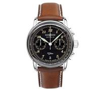 Zeppelin Herrenuhr mit Lederband Serie 100 Jahre Edelstahl Chronograph Datum Kleine Sekunde 7674