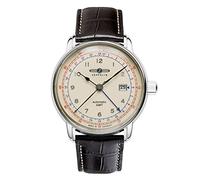 Zeppelin Herrenuhr mit Lederband Serie LZ 126 Los Angeles Automatik GMT Datum 7668-5