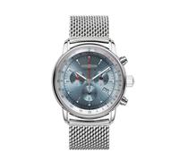 Zeppelin LZ 14 Marine Quarz Chronograph (42 mm) Eisblaues Zifferblatt/Edelstahl-Mesh-Armband 8886M-3