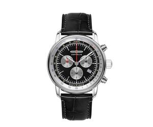 Zeppelin Serie LZ14 Marine mit Kroko Look Lederband