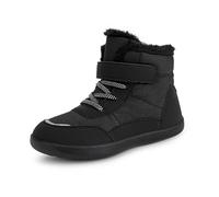 ZEPYFXIT Kinder Winter Barfußschuhe Jungen Mädchen Warm Gefüttert Winterschuhe Outdoor Winterstiefel Schneestiefel mit Klettverschluss Breite Zehenbox(Schwarz,26 EU)