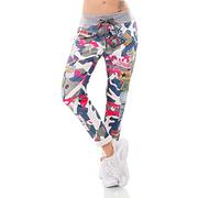 Zeralda Fashion Damen Hose Jogpants Baggy Boyfriend Freizeithose Camouflage Print 36-40 Made in Italy (Pink)