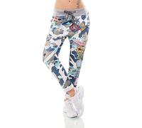 Zeralda Fashion Damen Hose Jogpants Baggy Boyfriend Freizeithose Camouflage Print 36-40 Made in Italy (Türkis)