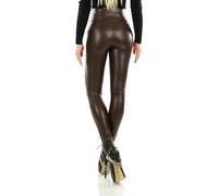 Zeralda Fashion Damen Leggings Thermo Hose High Waist Push Up Effekt Wet Look Kunstleder Leder Optik (DE/NL/SE/PL, Alphanumerisch, L, XL, Regular, Regular, Aubergine-3015)