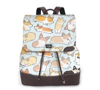 ZERAOKE Corgi Damen-Leder-Rucksack, Geldbörse, luxuriöser PU-Leder-Laptop-Rucksack für Arbeit/Reisen, Diebstahlschutz, 39,6 cm (15,6 Zoll), stilvolle strapazierfähige Schultasche für College-Mädchen