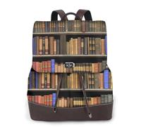 ZERAOKE Damen-Leder-Rucksack, Geldbörse, Bibliothek, Bücherregal, luxuriöser Laptop-Rucksack für Arbeit/Reisen, Diebstahlschutz, 39,6 cm (15,6 Zoll), stilvolle strapazierfähige Schultasche für