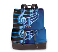ZERAOKE Damen-Leder-Rucksack, Geldbörse, blaue Musik, luxuriöser Laptop-Rucksack für Arbeit/Reisen, Diebstahlschutz, 39,6 cm (15,6 Zoll), stilvolle strapazierfähige Schultasche für College-Mädchen und