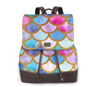 ZERAOKE Damen-Leder-Rucksack, Geldbörse, bunter Regenbogen, luxuriöser PU-Leder-Laptop-Rucksack für Arbeit/Reisen, Diebstahlschutz, 39,6 cm (15,6 Zoll), stilvolle strapazierfähige Schultasche für