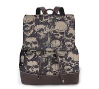ZERAOKE Damen-Leder-Rucksack, Geldbörse, coole Totenkopf-Grafik, luxuriöser PU-Leder-Laptop-Rucksack für Arbeit/Reisen, Diebstahlschutz, 39,6 cm (15,6 Zoll), stilvolle strapazierfähige Schultasche für