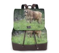 ZERAOKE Damen-Leder-Rucksack, Geldbörse, echtes Schweizer Kuhbraun, luxuriöser PU-Leder-Laptop-Rucksack für Arbeit/Reisen, Diebstahlschutz, 39,6 cm (15,6 Zoll), stilvolle strapazierfähige Schultasche