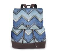ZERAOKE Damen-Leder-Rucksack, Geldbörse, Farbverlauf, blauer Denim, luxuriöser PU-Leder-Laptop-Rucksack für Arbeit/Reisen, Diebstahlschutz, 39,6 cm (15,6 Zoll), stilvolle strapazierfähige Schultasche
