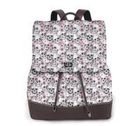 ZERAOKE Damen-Leder-Rucksack, Geldbörse, floraler Totenkopf, luxuriöser PU-Leder-Laptop-Rucksack für Arbeit/Reisen, Diebstahlschutz, 39,6 cm (15,6 Zoll), stilvolle strapazierfähige Schultasche für