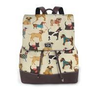 ZERAOKE Damen-Leder-Rucksack, Geldbörse, Jagdhunde, luxuriöser Laptop-Rucksack für Arbeit/Reisen, Diebstahlschutz, 39,6 cm (15,6 Zoll), stilvolle strapazierfähige Schultasche für College-Mädchen und
