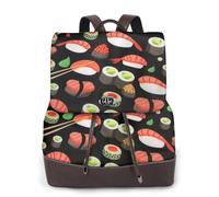 ZERAOKE Damen-Leder-Rucksack, Geldbörse, japanische Sushi-Garnelen, luxuriöser PU-Leder-Laptop-Rucksack für Arbeit/Reisen, Diebstahlschutz, 39,6 cm (15,6 Zoll), stilvolle strapazierfähige Schultasche