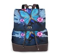 ZERAOKE Damen-Leder-Rucksack, Geldbörse, niedlicher Schmetterling, luxuriöser PU-Leder-Laptop-Rucksack für Arbeit/Reisen, Diebstahlschutz, 39,6 cm (15,6 Zoll), stilvolle strapazierfähige Schultasche