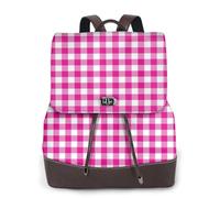 ZERAOKE Damen-Leder-Rucksack, Geldbörse, rosa kariert, luxuriöser Laptop-Rucksack für Arbeit/Reisen, Diebstahlschutz, 39,6 cm (15,6 Zoll), stilvolle strapazierfähige Schultasche für College-Mädchen