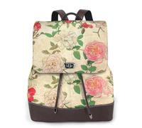 ZERAOKE Damen-Leder-Rucksack, Geldbörse, rosa weiße Pfingstrosen, luxuriöser PU-Leder-Laptop-Rucksack für Arbeit/Reisen, Diebstahlschutz, 39,6 cm (15,6 Zoll), stilvolle strapazierfähige Schultasche