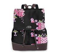 ZERAOKE Damen-Leder-Rucksack, Geldbörse, schöne Blumen, luxuriöser PU-Leder-Laptop-Rucksack für Arbeit/Reisen, Diebstahlschutz, 39,6 cm (15,6 Zoll), stilvolle strapazierfähige Schultasche für