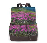 ZERAOKE Damen-Leder-Rucksack, Geldbörse, violette Blumen, luxuriöser PU-Leder-Laptop-Rucksack für Arbeit/Reisen, Diebstahlschutz, 39,6 cm (15,6 Zoll), stilvolle strapazierfähige Schultasche für