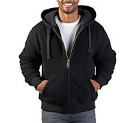 Zerenfy Hoodies für Herren, schweres Sherpa-Fleece-gefüttert, Sweatshirt, Durchgehender Reißverschluss, Dicke Wintermäntel, warme Jacke mit Kapuze, Schwarz, 5X-Large