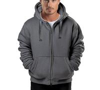 Zerenfy Hoodies für Herren, schweres Sherpa-Fleece-gefüttertes Sweatshirt, durchgehender Reißverschluss, dicke Wintermäntel, warme Jacke mit Kapuze, grau dunkel, Medium
