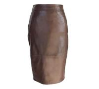 Zerimar Damenrock aus Leder | Damenrock | Langer Rock für Damen | Eleganter Lederrock | Damenrock | Farbe Brun | Größe 46