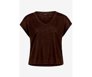 zero - Basic-T-Shirt mit V-Ausschnitt chocolate plum - Gr. - 40