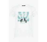 zero - Baumwoll-T-Shirt mit Print patch white/blue - Gr. - 40