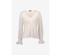 Blusentop ZERO "zero Damen Boho-Bluse aus Spitze", Damen, Gr. 40, gelb (eggnog), Spitze, Obermaterial: 50% Baumwolle, 45% Polyamid, 5% Elastan. Ärmelfutter: ohne Futter., durchscheinend, casual, figur