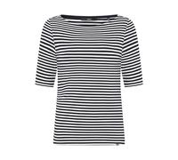 Kurzarmshirt ZERO "Damen mit U-Boot Ausschnitt", Damen, Gr. 40, cream, dunkelblau, Jersey, Obermaterial: 5% Elasthan, 95% Baumwolle (organic), bedruckt, Basic, figurbetont normal, U-Boot-Ausschnitt, e