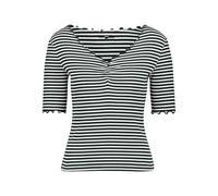 Kurzarmshirt ZERO "Damen mit Raffung", Damen, Gr. 42, grün, cream, Rippware, Obermaterial: 95% Baumwolle (organic), 5% Elasthan, figurbetont hüftlang, Shirts, Raffung (17481053-42) grün, cream