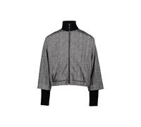 Jackenblazer ZERO "zero Damen Jacke Fischgrät mit Stehkragen", Damen, Gr. 44, schwarz-weiß (schwarzcream), Obermaterial: 53% Polyester, 46% Viskose, 1% Elastan. Ärmelfutter: ohne Futter., casual, figu