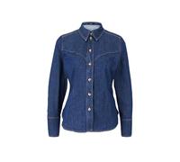 Jeansbluse ZERO "zero Damen Jeanshemd mit Knopfleiste", Damen, Gr. 40, blau (dunkelblau denim), Denim/Jeans, Obermaterial: 98% Baumwolle, 2% Elastan. Ärmelfutter: ohne Futter., unifarben, casual, figu