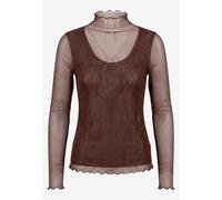 zero - Damen Langarmshirt mit Muster Beige/Brown - Gr. - 34