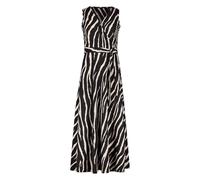 Jerseykleid ZERO "Damen mit Gürtel", Damen, Gr. 44, Normalgrößen, cream, schwarz, Jersey, Obermaterial: 97% Polyester, 3% Elasthan, A-Linie lang, V-Ausschnitt, Kleider Jerseykleid, Bindegürtel (415176