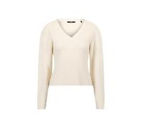 Strickpullover ZERO "Damen mit Perlen", Damen, Gr. 38, eggnog, Strick, Obermaterial: 50% Viskose, 28% Polyester, 22% Polyamid, unifarben, figurbetont normal, V-Ausschnitt, eng, Pullover Strickpullover