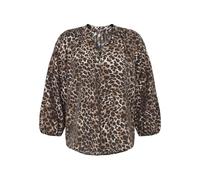 Schlupfbluse ZERO "Damen mit Leoprint", Damen, Gr. 40, beige, schwarz, Obermaterial: 11% Polyester, 89% Viskose, bedruckt, figurumspielend normal, V-Ausschnitt, Blusen Schlupfbluse (45111650-40) beige