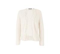 zero Damen Strickjacke mit Fransen 44, CreamWhite