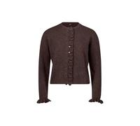 zero Damen Strickjacke mit Rüschen 38, Dark Brown Melange