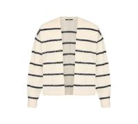 Strickjacke ZERO "Damen mit Streifen offener Style", Damen, Gr. L, patch cream, dunkelblau, Strick, Obermaterial: 49% Polyester, 21% Polyester, 15% Polyamid, 8% Polyacryl, 5% Wolle, 2% Elasthan, gerin