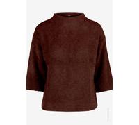 zero - Damen Sweatshirt 3/4 Arm mit Fischgrätmuster Black/Brown - Gr. - 44