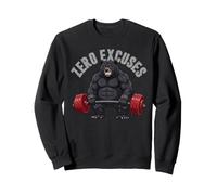 Zero Excuses Fitness Workout Lustiger Bär Gewichtheben Sweatshirt