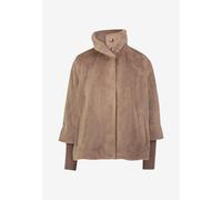 Fellimitatjacke ZERO "zero Damen Fellimitat-Jacke mit Stehkragen", Damen, Gr. 42, grau (desert taupe), Stoff, Obermaterial: 100% Polyester. Ärmelfutter: ohne Futter., unifarben, casual, figurbetont, L