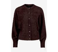 zero - Flauschige Damen Strickjacke mit Knöpfen Chocolate Plum - Gr. - S