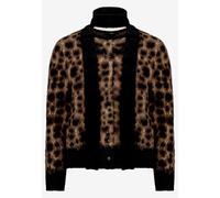 Strickjacke ZERO "Damen mit Jacquard", Damen, Gr. 40, braun (patch schwarz, braun), Strick, Obermaterial: 70% Polyamid, 20% Viskose, 10% Polyester, gerade normal, Rundhals, Strickjacken Strickjacke, M